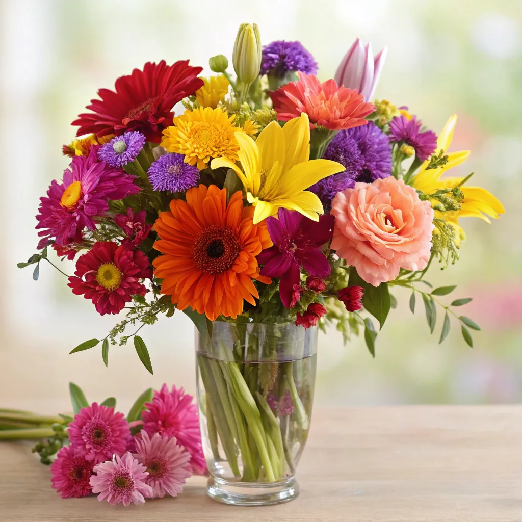 Flower arrangement with vibrant colors