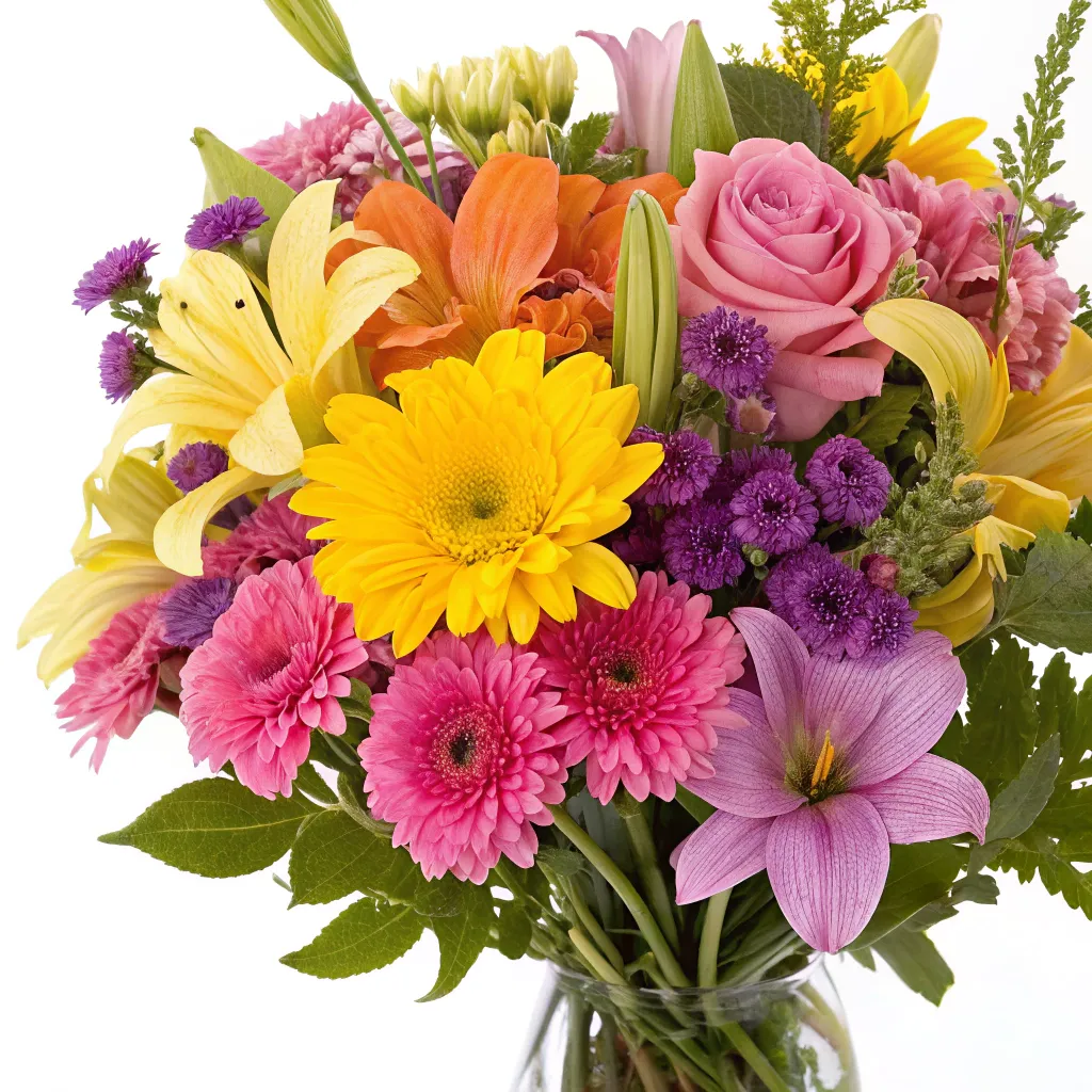 A vibrant bouquet of colorful summer flowers